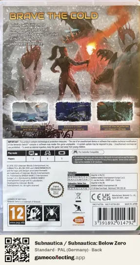 Subnautica / Subnautica: Below Zero Nintendo Switch, Germany box back