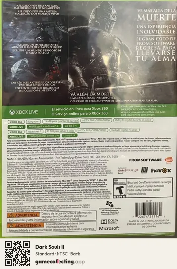 Dark Souls II Xbox 360, NTSC box back