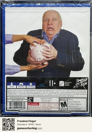 Freedom Finger PlayStation 4, NTSC box back