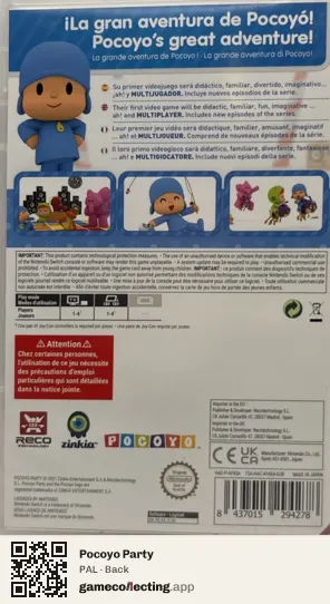 Pocoyo Party Nintendo Switch, PAL box back