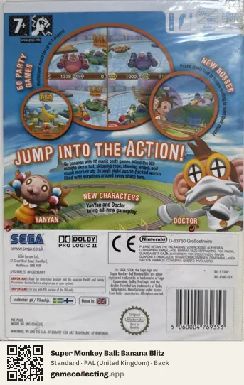 Super Monkey Ball: Banana Blitz Nintendo Wii, United Kingdom box back