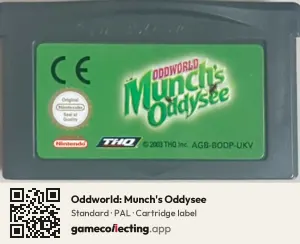 Oddworld: Munch's Oddysee Game Boy Advance, PAL cartridge label