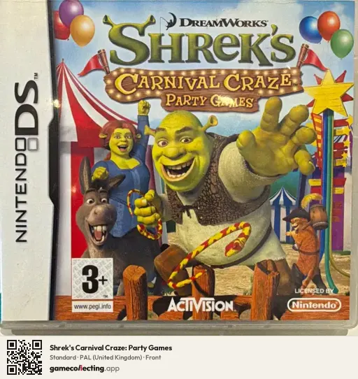 Shrek's Carnival Craze: Party Games Nintendo DS, United Kingdom box front