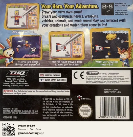 Drawn to Life Nintendo DS, PAL box back