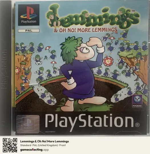 Lemmings & Oh No! More Lemmings PlayStation, United Kingdom box front
