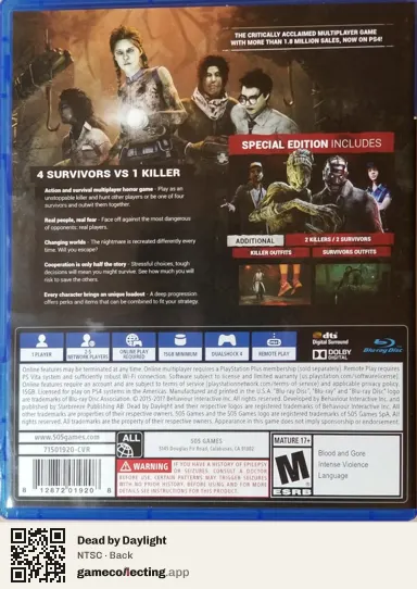 Dead by Daylight PlayStation 4, NTSC box back