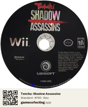Tenchu: Shadow Assassins Nintendo Wii, NTSC disc
