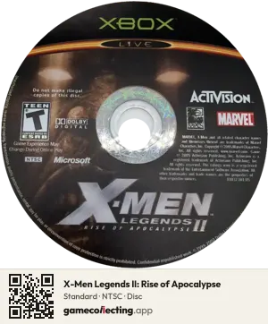 X-Men Legends II: Rise of Apocalypse Xbox, NTSC disc