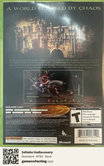 Infinite Undiscovery Xbox 360, NTSC box back