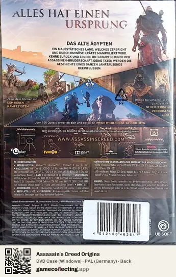 Assassin's Creed Origins Computer, Germany box back