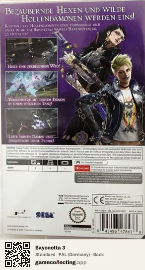 Bayonetta 3 Nintendo Switch, Germany box back