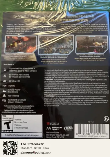 The Riftbreaker Xbox Series X, NTSC box back