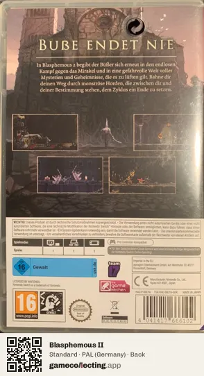 Blasphemous II Nintendo Switch, Germany box back