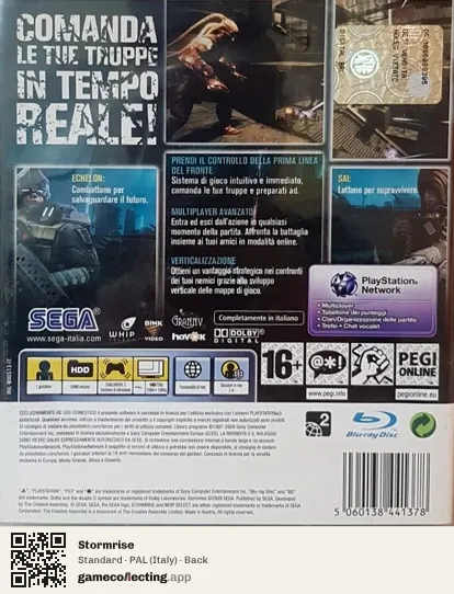 Stormrise PlayStation 3, Italy box back