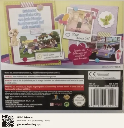 LEGO Friends Nintendo DS, Germany box back