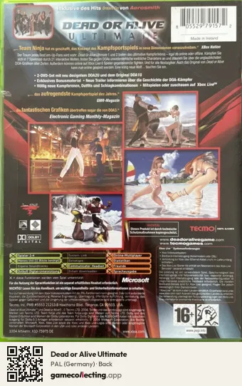 Dead or Alive Ultimate Xbox, Germany box back