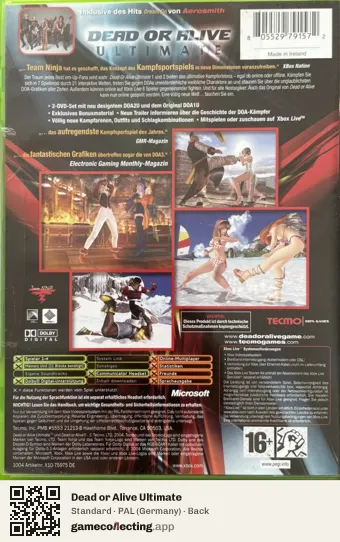 Dead or Alive Ultimate Xbox, Germany box back