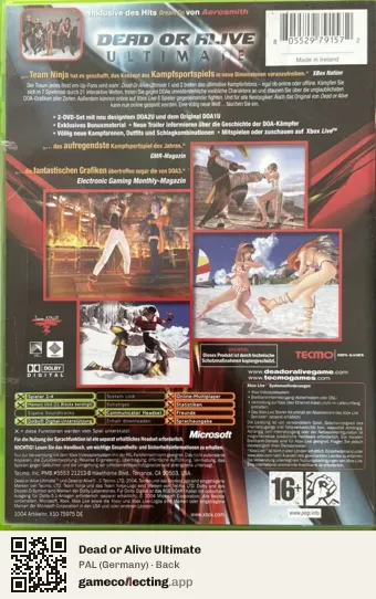 Dead or Alive Ultimate Xbox, Germany box back