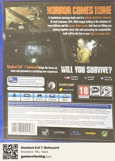 Resident Evil 7: Biohazard PlayStation 4, PAL box back