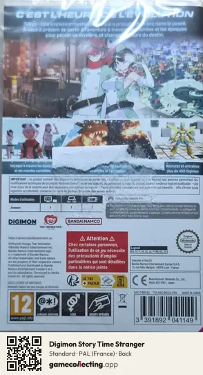 Digimon Story Time Stranger Nintendo Switch, France box back