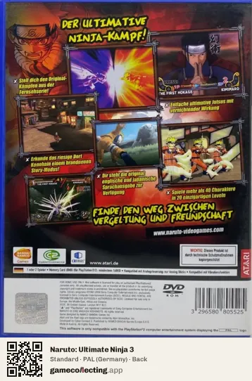 Naruto: Ultimate Ninja 3 PlayStation 2, Germany box back