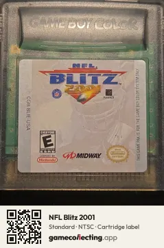 NFL Blitz 2001 Game Boy Color, NTSC cartridge label