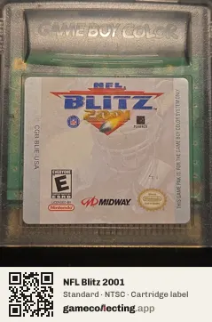 NFL Blitz 2001 Game Boy Color, NTSC cartridge label