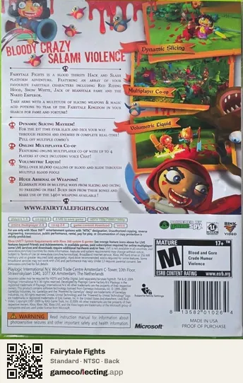 Fairytale Fights Xbox 360, NTSC box back