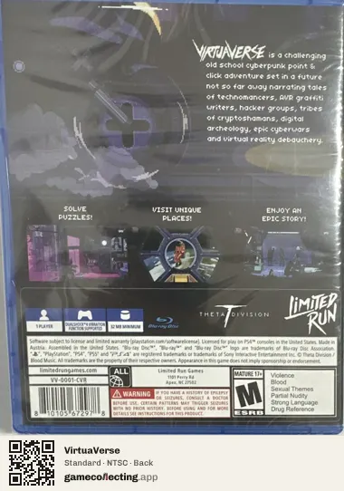 VirtuaVerse PlayStation 4, NTSC box back