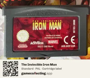 The Invincible Iron Man Game Boy Advance, PAL cartridge label