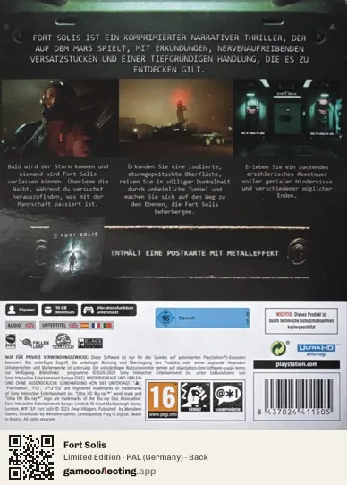 Fort Solis PlayStation 5, Germany box back
