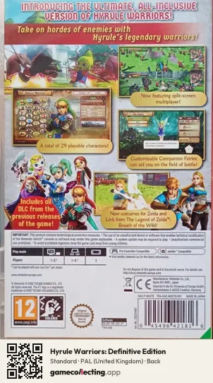 Hyrule Warriors: Definitive Edition Nintendo Switch, United Kingdom box back