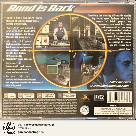 007: The World Is Not Enough PlayStation, NTSC box back