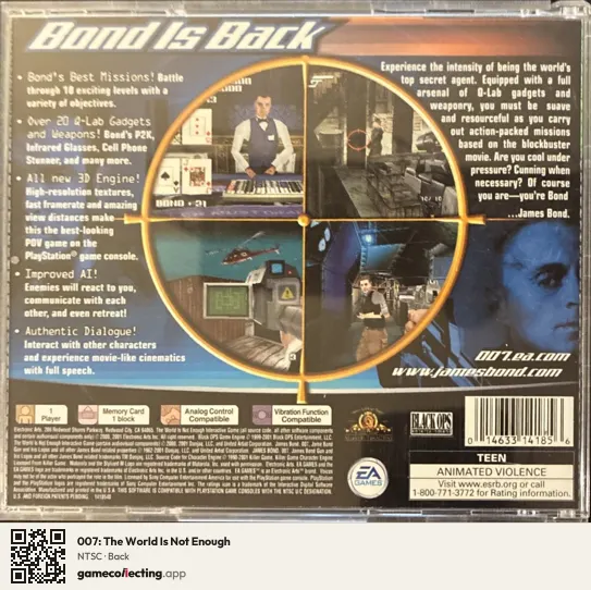 007: The World Is Not Enough PlayStation, NTSC box back