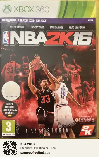 NBA 2K16 Xbox 360, Spain box front