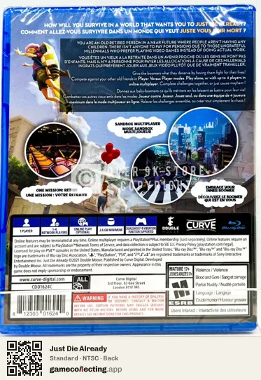 Just Die Already PlayStation 4, NTSC box back