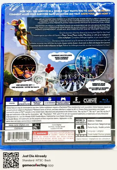 Just Die Already PlayStation 4, NTSC box back