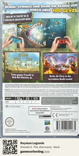 Rayman Legends Nintendo Switch, Germany box back