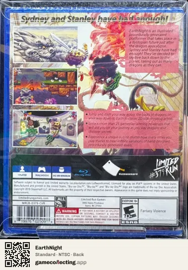 EarthNight PlayStation 4, NTSC box back