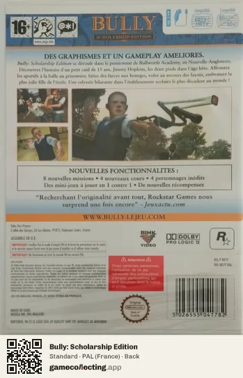 Bully: Scholarship Edition Nintendo Wii, France box back