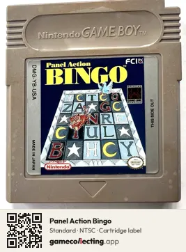 Panel Action Bingo Game Boy, NTSC cartridge label