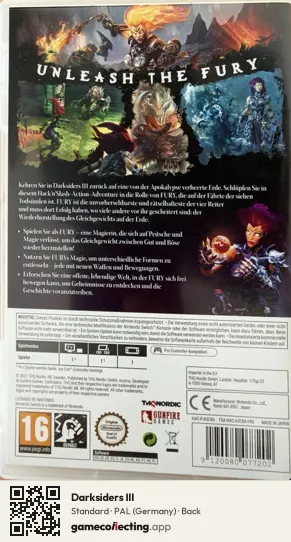 Darksiders III Nintendo Switch, Germany box back