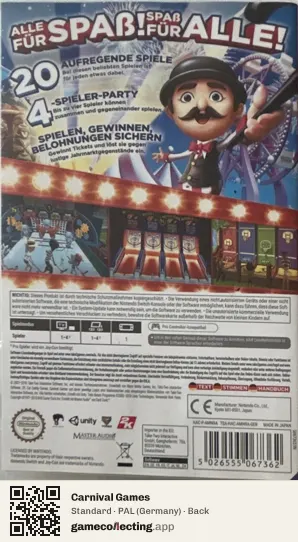 Carnival Games Nintendo Switch, Germany box back