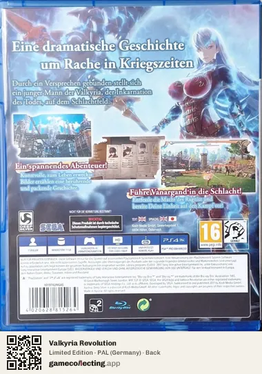 Valkyria Revolution PlayStation 4, Germany box back