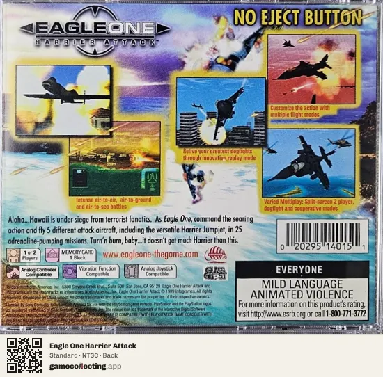 Eagle One Harrier Attack PlayStation, NTSC box back