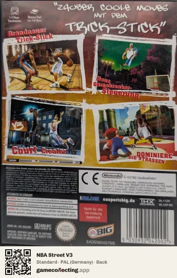 NBA Street V3 Nintendo GameCube, Germany box back