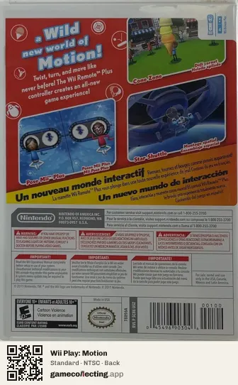 Wii Play: Motion Nintendo Wii, NTSC box back