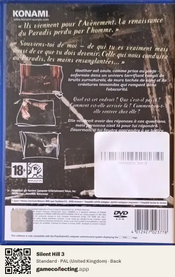 Silent Hill 3 PlayStation 2, United Kingdom box back