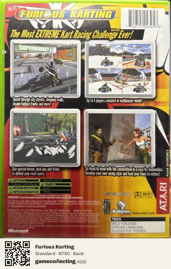 Furious Karting Xbox, NTSC box back