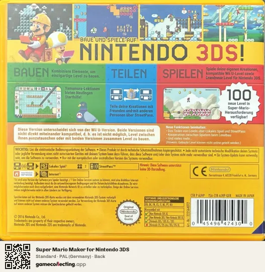 Super Mario Maker for Nintendo 3DS Nintendo 3DS, Germany box back